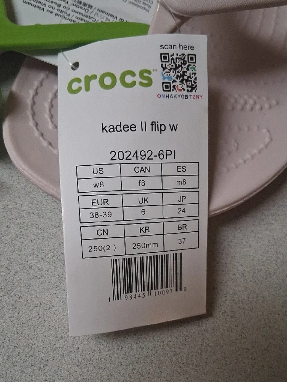 BNWT WOMENS CROCS Kadee II Flip Sandals in Blush Pink Size 8